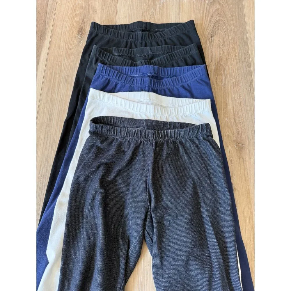 5 Pair Girls Capri Leggings Pants Black White Blue Bundle Lot - Cat & Jack 10/12